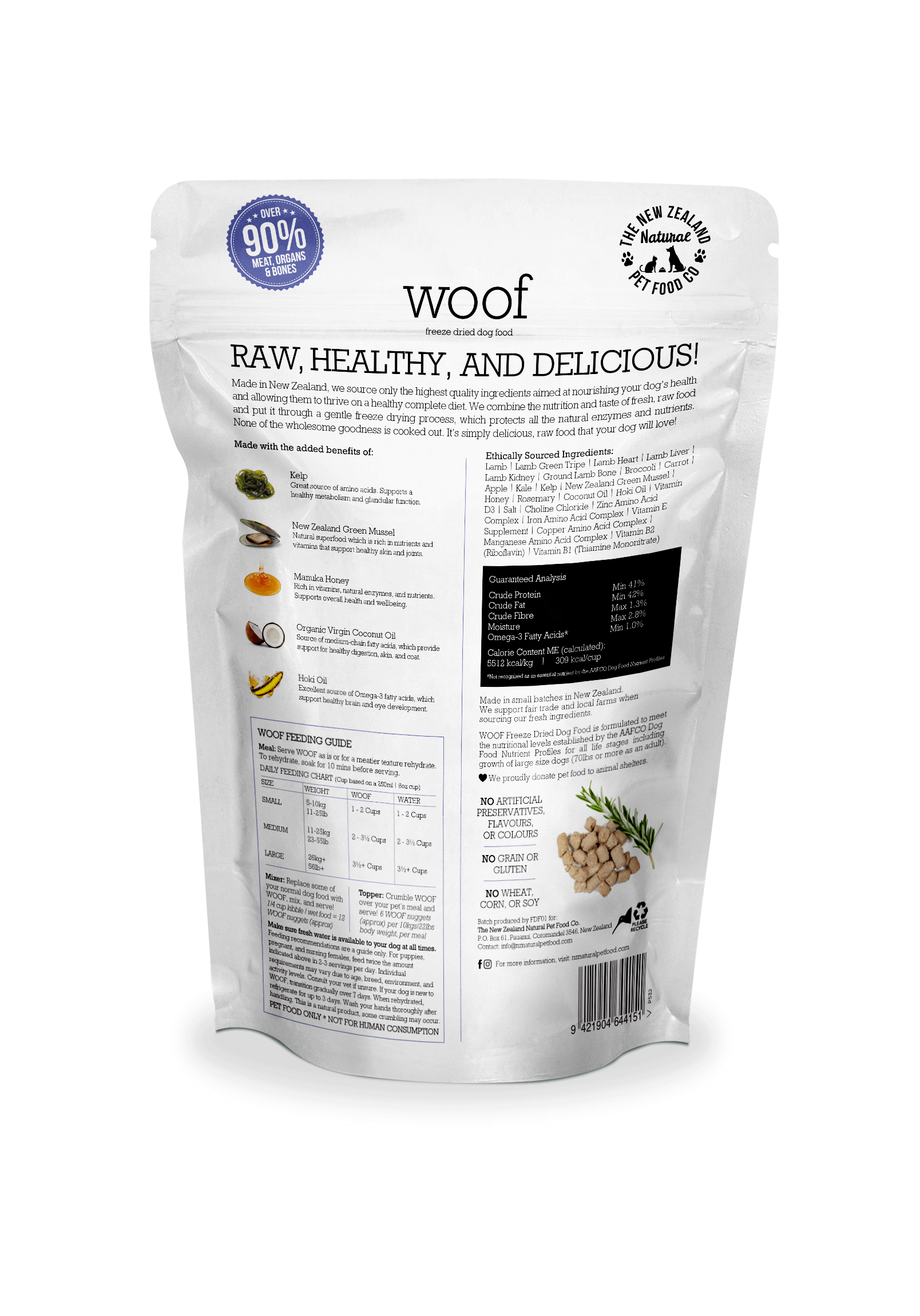 The NZ Natural Pet Food Co. - Woof - Freeze-Dried Lamb (For Dogs)